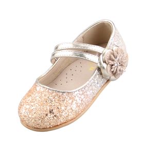 Eight KM EKM7063 Mary Jane Sparkly Glitter Çiçek Kamelya Altın Kız Bale Ayakkabı