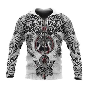 EINDUS StilD Viking Raven Fermuarlı Kapüşonlu Sweatshirt