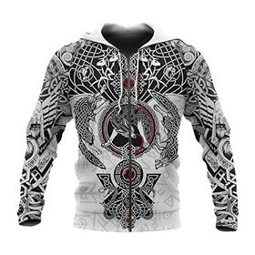 EINDUS StilD Viking Raven Fermuarlı Kapüşonlu Sweatshirt