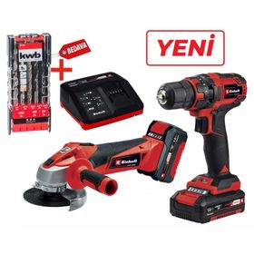 Einhell TC-TK 18 li Akülü Kit Şarjlı Matkap + Şarjlı Taşlama Seti