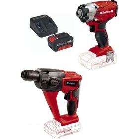Einhell TE-HD 18'li Pnömatik Matkap + 4 Ah Starter Kit + Bez Çantalı Set + TE-CI 18/1'li Darbeli Vidalama