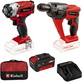 Einhell TE-HD 18'li Pnömatik Matkap + 4 Ah Starter Kit + Bez Çantalı Set + TE-CI 18/1'li Darbeli Vidalama