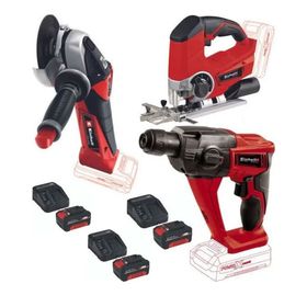 Einhell TE-JS 18 Dekupaj TE-HD 18 LI Matkap+TE-AG 18/115 Avuç Taşlama 3x4.0 Ah Akülü Set