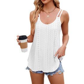 EIRUKON Tank Top Spagetti Beyaz Kolsuz Yuvarlak Yaka Askılı Kadın Gömlek