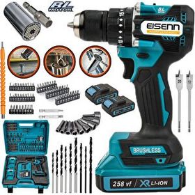 Eisenn 2400 Darbeli XR Yüksek Tork Brushless Kömürsüz Motor Güçlendirilmiş Çift Akülü Vidalama Matkap