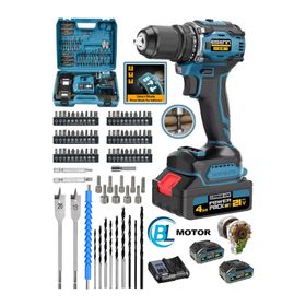 Eisenn Alman E-013 Blue Ex-520 Kömürsüz Motor Darbeli Çift Akülü Vidalama 84 Parça Matkap