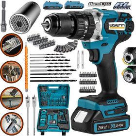 Eisenn Germany 013 Hero 258 Vf Kömürsüz Motor Metal Mandren 2 Akülü Darbeli 90 Parça Matkap