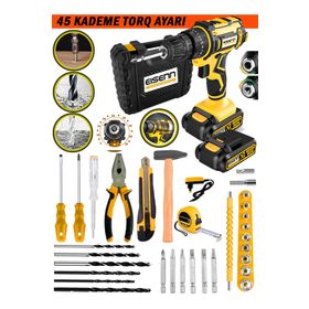 Eisenn Germany 45 Kademe Torq Best Pro 398 Wf 20 Ah Çift Akülü Vidalama Şarjlı 37 Parça Matkap