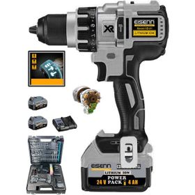 Eisenn Germany Grey 24 V4 Ah Orginal 13 mm Metal Mandren Brushless Motor Akülü Darbeli Matkap