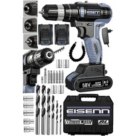 Eisenn Germany Technology Grey Bl Fırçasız Motor 58 V 8 Ah Yeni Nesil Samsung Çift Akülü Vidalama + Set