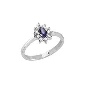 Ejed Diamond PIR1556 0.08 Karat Pırlantalı Damla Safir Kadın Yüzük