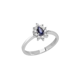 Ejed Diamond PIR1556 0.08 Karat Pırlantalı Damla Safir Kadın Yüzük