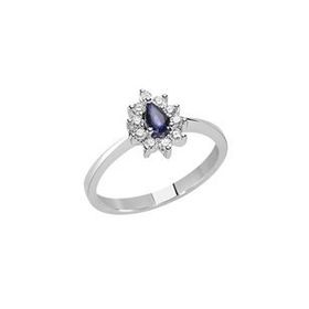 Ejed Diamond PIR1556 0.08 Karat Pırlantalı Damla Safir Kadın Yüzük