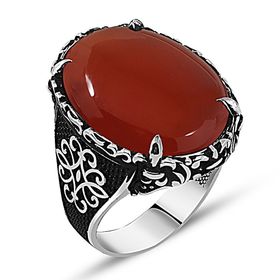Ejoya 69925 Akik Taşlı 925 Ayar Gümüş Erkek Yüzük