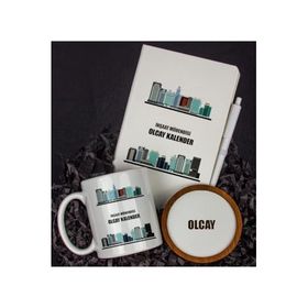 Ejoya 81414 Kişiye Özel İnşaat Mühendisi Tasarım Defter Kupa ve Bardak Altlığı Hediye Seti