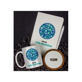 Ejoya 81429 Kişiye Özel Doktor Tasarım Defter Kupa ve Bardak Altlığı Hediye Seti
