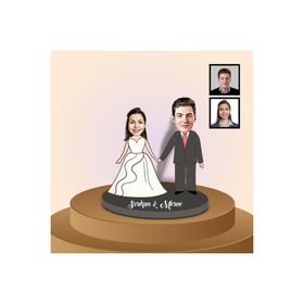 Ejoya 91309 Kişiye Özel Karikatürlü Gelin ve Damat Ahşap Biblo