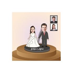 Ejoya 91309 Kişiye Özel Karikatürlü Gelin ve Damat Ahşap Biblo
