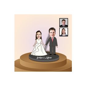 Ejoya 91309 Kişiye Özel Karikatürlü Gelin ve Damat Ahşap Biblo