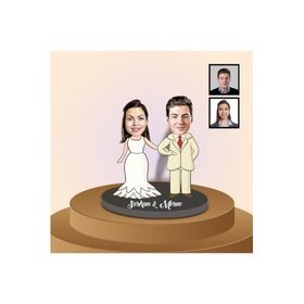 Ejoya 91311 Kişiye Özel Karikatürlü Gelin ve Damat Ahşap Biblo