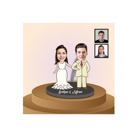 Ejoya 91311 Kişiye Özel Karikatürlü Gelin ve Damat Ahşap Biblo