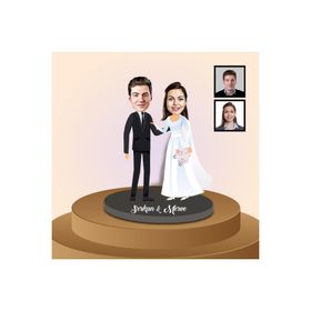Ejoya 91312 Kişiye Özel Karikatürlü Gelin ve Damat Ahşap Biblo