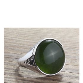 Ejoya 925 Ayar Yeşil Akik Taşlı Gümüş Erkek Yüzük