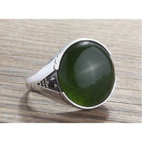 Ejoya 925 Ayar Yeşil Akik Taşlı Gümüş Erkek Yüzük