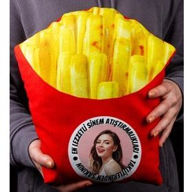 Ejoya Kişiye Özel Fotoğraflı ve Mesajlı Patates Kızartması Şirin Yastık