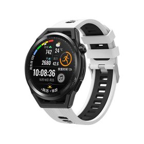 Ekılıf Huawei GT2 KRD-55 46 mm Beyaz Siyah Uyumlu Silikon Kordon