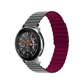 Ekılıf Samsung Gear S2 KRD-52 Gri Kırmızı Uyumlu Kayış Kordon
