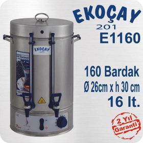 Ekoçay Çelik 160 Bardak 16 lt Çay Makinası