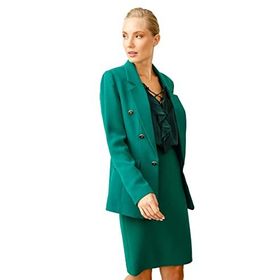 Ekol 6055005 Yeşil Blazer Süs Düğmeli Kadın Ceket