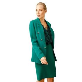 Ekol 6055005 Yeşil Blazer Süs Düğmeli Kadın Ceket