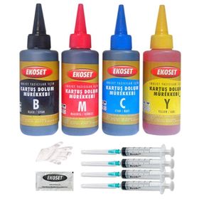 Ekoset Hp Tanklı Yazıcılar Uyumlu 4 Renk 4x100 ml Mürekkep