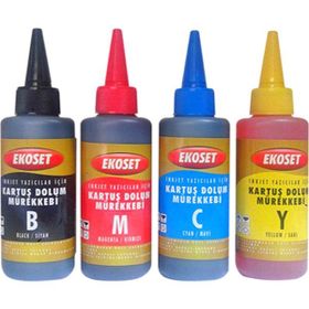 Ekoset Hp Tanklı Yazıcılar Uyumlu 4 Renk 4x100 ml Mürekkep