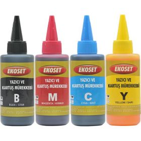 Ekoset Hp Tanklı Yazıcılar Uyumlu 4 Renk 4x100 ml Mürekkep