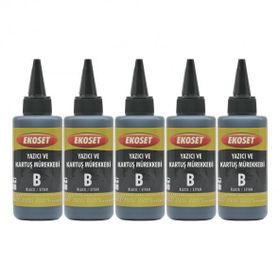Ekoset Hp Tanklı Yazıcılar Uyumlu Siyah 5x100 ml Mürekkep