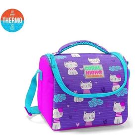 EKS Ticaret Coral High Kids Mor Pembe Kedi Desenli Thermo 11704 Beslenme Çantası