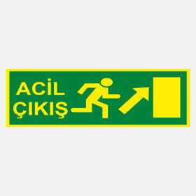 Ekstrafix YF064 12x25 cm Fosforlu Acil Çıkış Uyarı Levhası