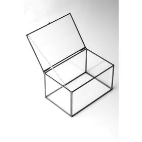 El Crea Designs 15x10x8 cm Siyah Cam Kapaklı Takı Kutusu
