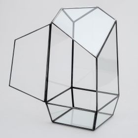 El Crea Designs 24x11x11 cm Siyah Geometrik Cam Fanus Takı Kutusu