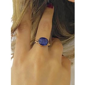 El Üretim Doğal Safir Oval Taş Otantik 925 Ayar Gümüş Yüzük