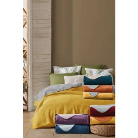 Elart Elegant Pamuk Sarı-Gri Çift Kişilik Battaniye
