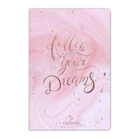 Ela's Paper Marble Pembe Follow Your Dreams Defter