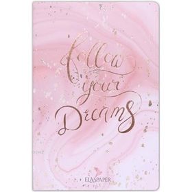 Ela's Paper Marble Pembe Follow Your Dreams Defter
