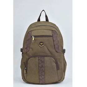 Elatae 1655 Haki Kanvas Kumaş Unisex Okul Sırt Çantası