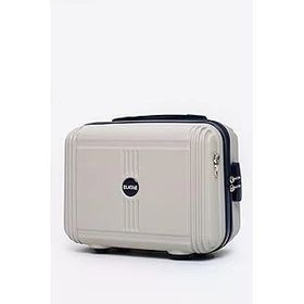 Elatae V303 Bej Lacivert Kırılmaz Premium Kadın Makyaj Çantası Omuz Askılı Şifreli El Valizi
