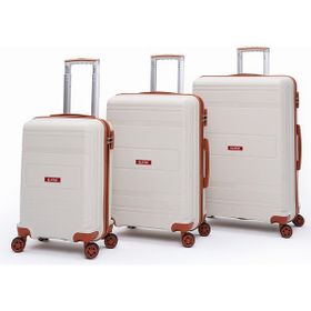 Elatae V305 Premium Bej-Camel 3'lü Polipropilen Kırılmaz Valiz Seti