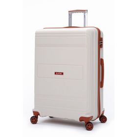 Elatae V305 Premium Bej-Camel Polipropilen Büyük Boy Kırılmaz Valiz Seti
